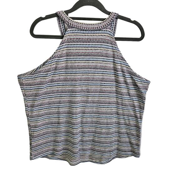Hiatus Women's Size 0X High Neck Tank Top Multicolor Retro Knit Stripe - Picture 4 of 6